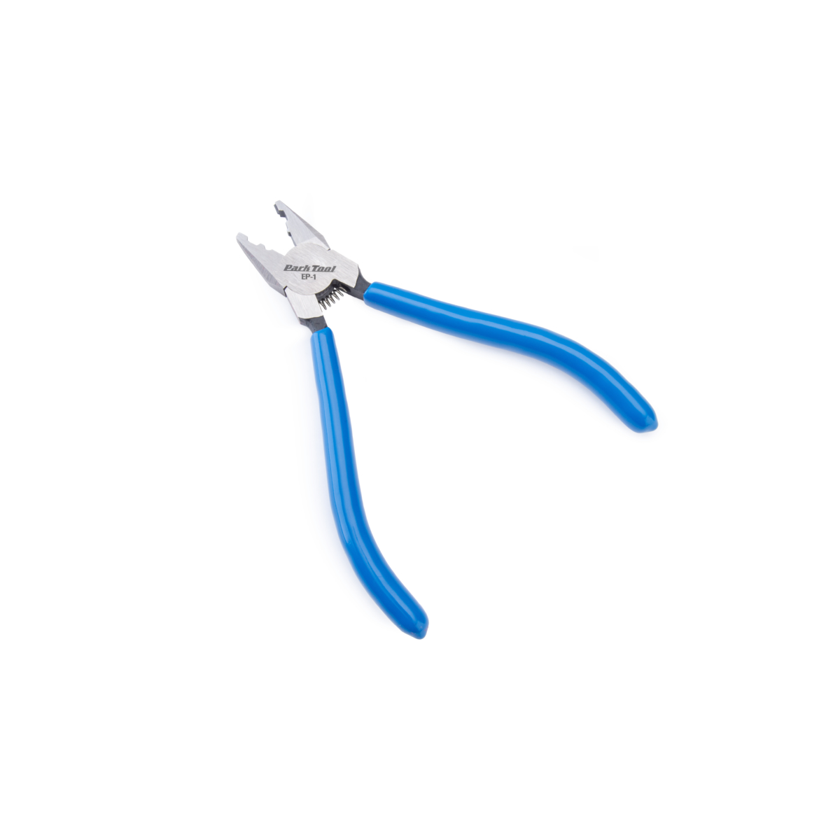 angled view of Park Tool EP-1 cable end cap crimping pliers in front of white photobooth background