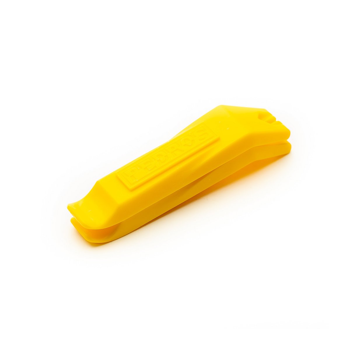 Pair of Yellow Pedros Tyre Levers on white background